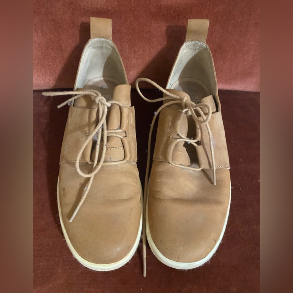 Eileen Fisher tan Nubuck suede lace up sneakers